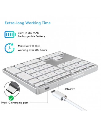 34 Keys Number Keyboard Pad Blue-tooth-compatible3.0 Number Keypad Ultra-thin Numeric Keypad for PC Laptop Number Pad