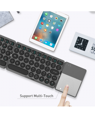 Rechargeable Tablet Notebook Phone Foldable Keypad Blu-tooth Wireless Keyboard with Touchpad