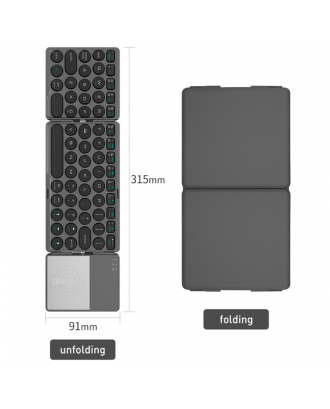 Three Fold Blue Tooth Split Switches Slim Portable Mini Keyboard BT Wireless Foldable Touchpad Keyboard Folding