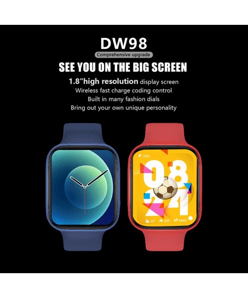 DW98 Watch 1.8 inch Screen Men Women Fitness Tracker Wireless Charger Smart Watch for IOS Android DW98 Watch 1.8 inch Screen Men Women Fitness Tracker Wireless Charger Smart Watch for IOS Android