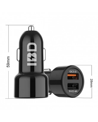 Consumer electronic car accessories mobile phone 12v quick charge 3.0 dual car charger usb 5v/2.4a fast charger for smartphone