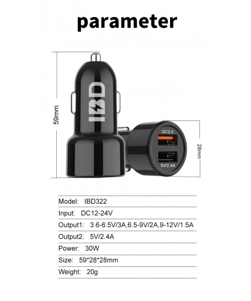 Consumer electronic car accessories mobile phone 12v quick charge 3.0 dual car charger usb 5v/2.4a fast charger for smartphone Consumer electronic car accessories mobile phone 12v quick charge 3.0 dual car charger usb 5v/2.4a fast charger for smartphone