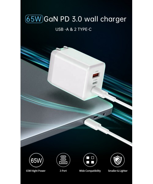 Wholesale KC ETL UKCA PSE SAA Fhome Charger AC 65W Quick Type C PD USB GaN Charger with QC 4.0 3.0 Fast Charge EU US UK AU plug Wholesale KC ETL UKCA PSE SAA Fhome Charger AC 65W Quick Type C PD USB GaN Charger with QC 4.0 3.0 Fast Charge EU US UK AU plug