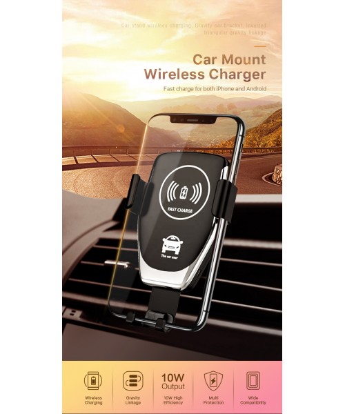 10W Qi Quick Charge Wireless Car Charger Mount Automatic Clamp Coil Induction Gravity Holder Car Wireless Charger 10W Qi Quick Charge Wireless Car Charger Mount Automatic Clamp Coil Induction Gravity Holder Car Wireless Charger