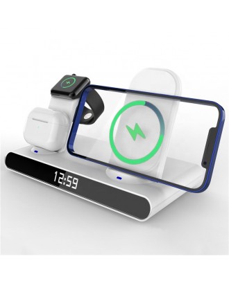 3 In 1 Wireless Charger Station Alarm Clock 300mAh Battery Time Display Smart Watch Mobile Phone Earphone Stand Fast Charger 3 In 1 Wireless Charger Station Alarm Clock 300mAh Battery Time Display Smart Watch Mobile Phone Earphone Stand Fast Charger