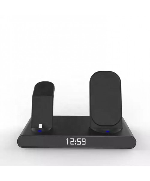 3 In 1 Wireless Charger Station Alarm Clock 300mAh Battery Time Display Smart Watch Mobile Phone Earphone Stand Fast Charger 3 In 1 Wireless Charger Station Alarm Clock 300mAh Battery Time Display Smart Watch Mobile Phone Earphone Stand Fast Charger