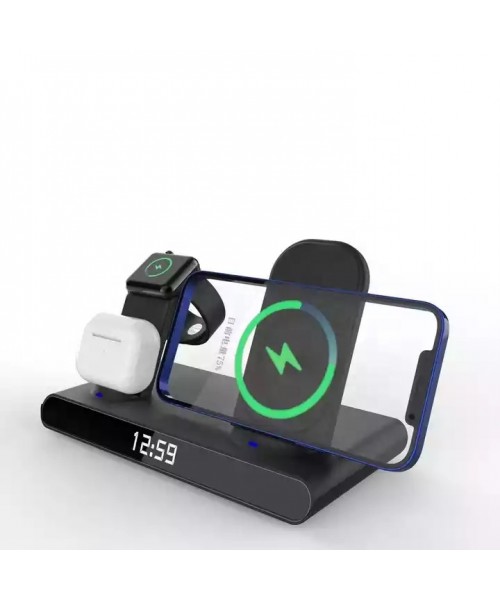 3 In 1 Wireless Charger Station Alarm Clock 300mAh Battery Time Display Smart Watch Mobile Phone Earphone Stand Fast Charger 3 In 1 Wireless Charger Station Alarm Clock 300mAh Battery Time Display Smart Watch Mobile Phone Earphone Stand Fast Charger