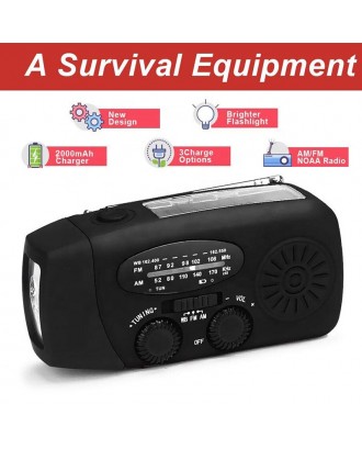 Emergency Radio Hand Crank Solar Charge Am Fm Radio with Light Rechargeable Battery 2000mAh For Power Charge