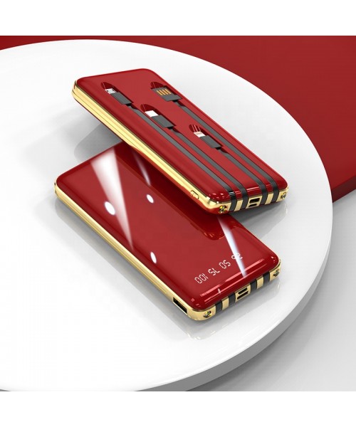 New Design Portable Built-in Cable Power Bank with 4 Lines Built in Cable Powerbank 20000mAh New Design Portable Built-in Cable Power Bank with 4 Lines Built in Cable Powerbank 20000mAh